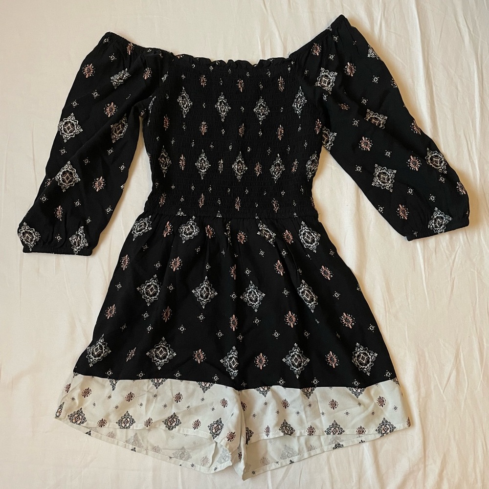 SO black & white short jumpsuit
